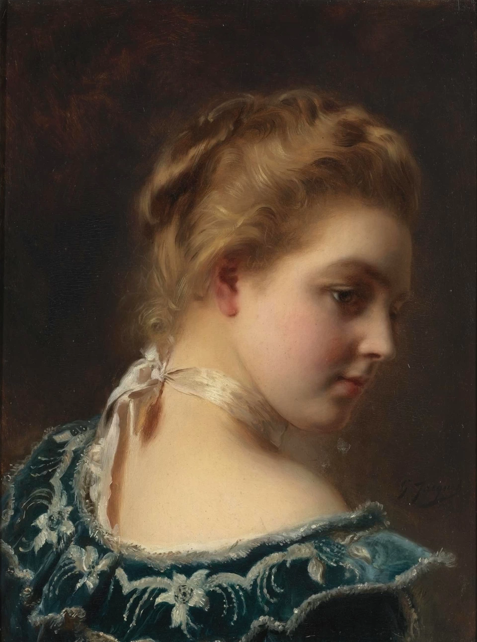 Ritratto di giovane donna con fiocco al collo